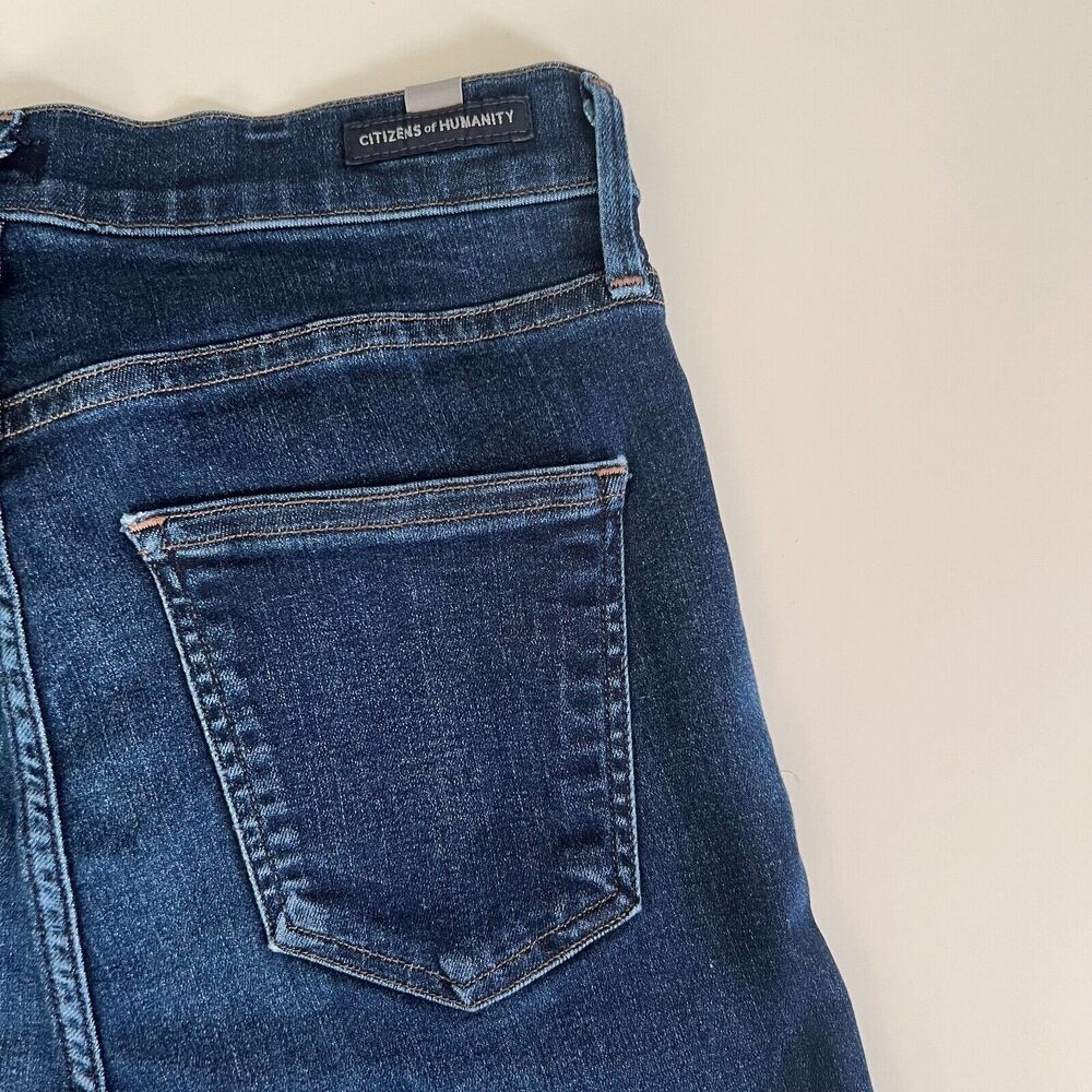Citizens of Humanity Rocket Jeans Size 27x28 Women High Rise Skinny Raw Hem Dark - Picture 9 of 9